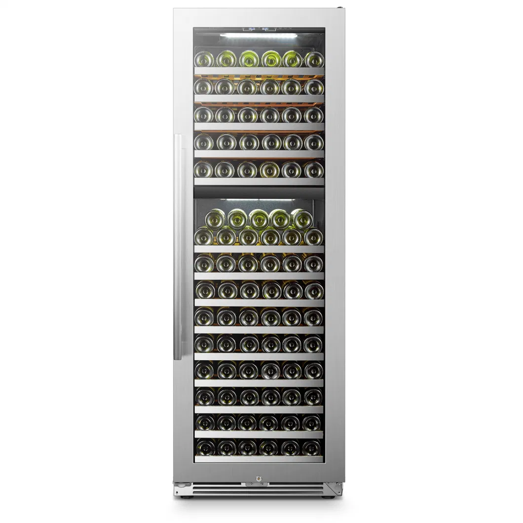 Usf-168d Seamless Ss Dual Zone Wine Cabinet/Wine Refrigerator/Wine Fridge with Ss Front Shelves